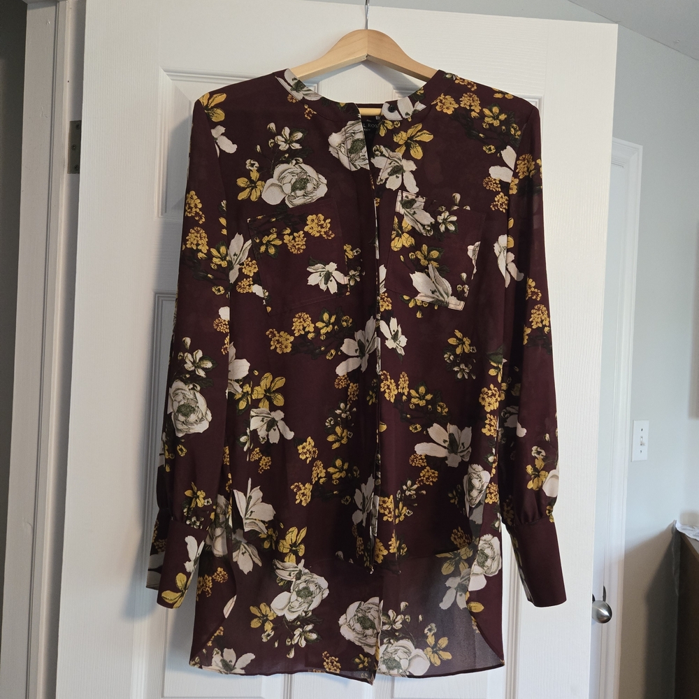 RACHEL Rachel Roy Burgundy Floral Blouse